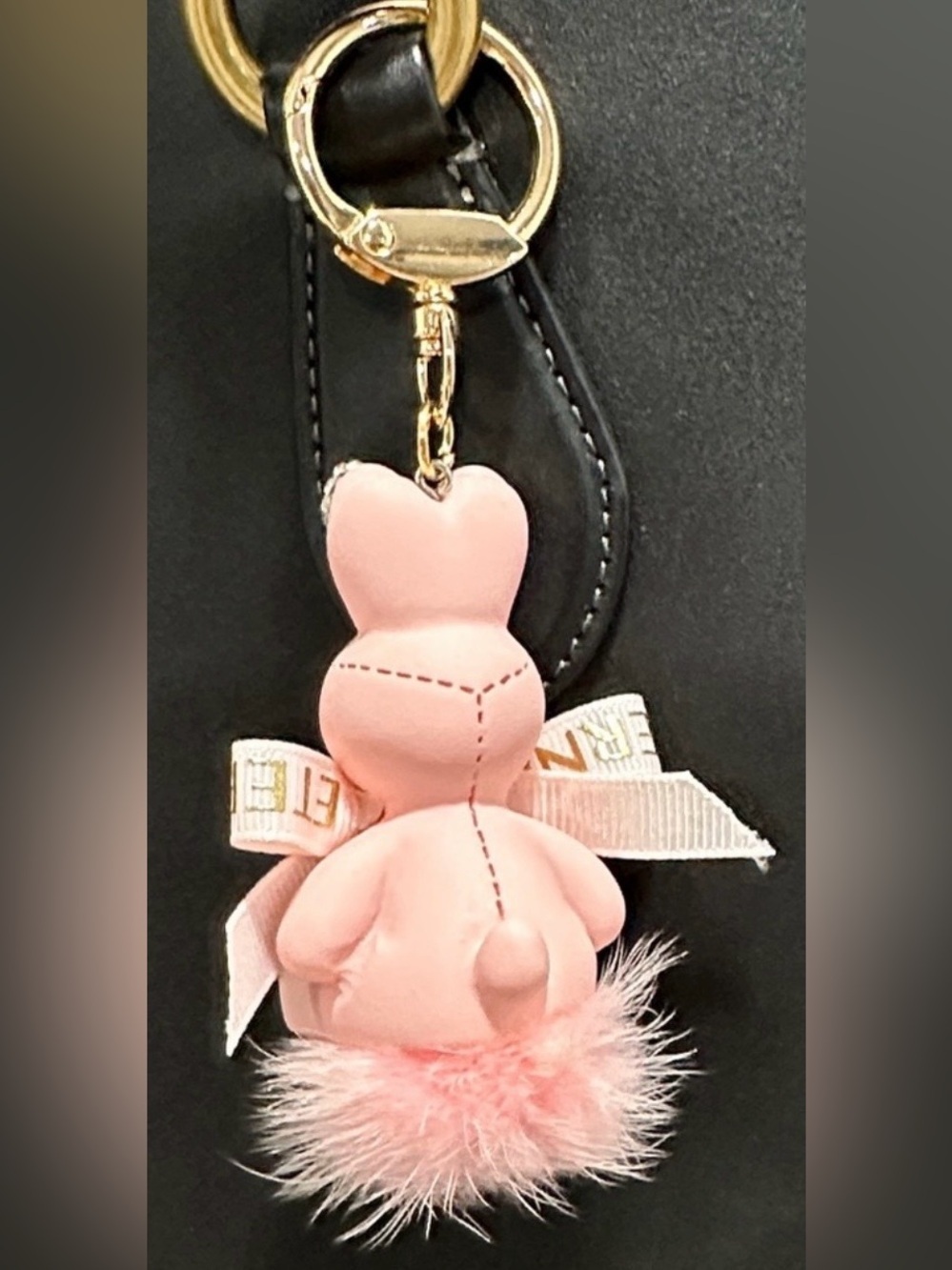 Bag Charm/Key Chain Pink Bunny with Sparkle Ear & Paw Accent! 🌸🐰 - Picture 3 of 3